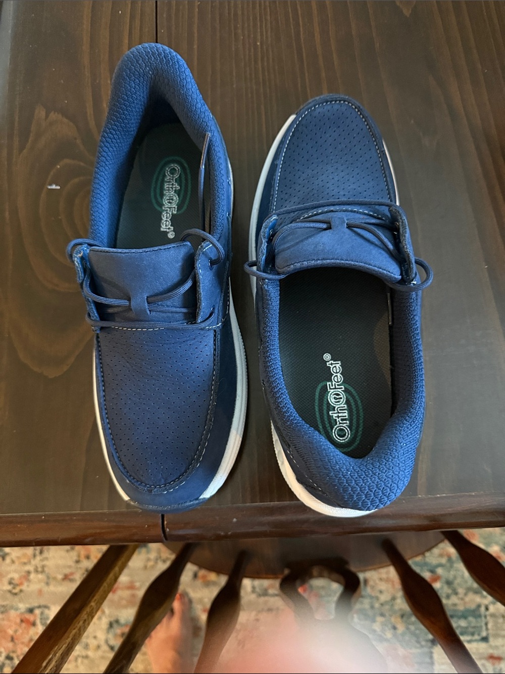 OrthoFeet Navy Slip-On Loafers for Women — Cushioned Comfort